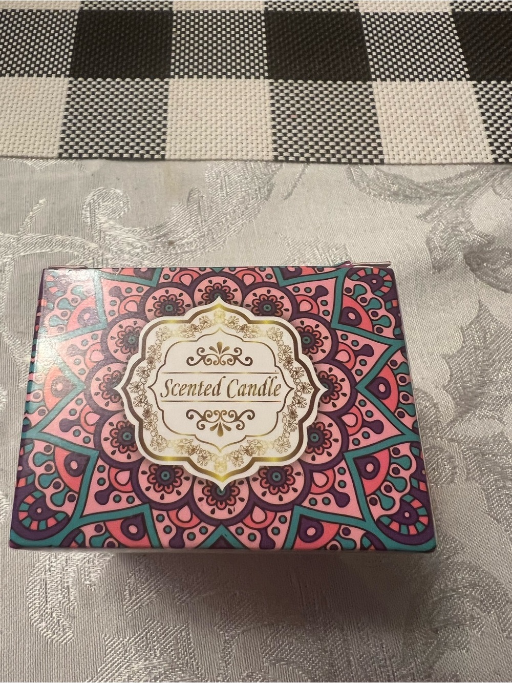 Scented Candle Decorative Tin - Pink & Teal Mandala